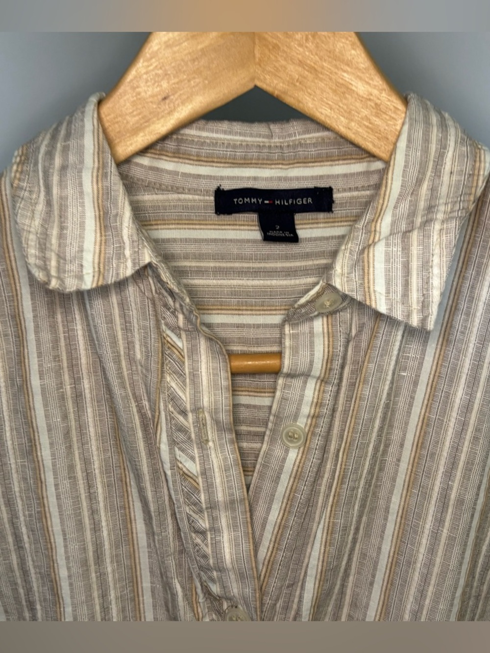 Tommy Hilfiger Neutral Striped Button-Up Shirt Dress - Picture 4 of 14
